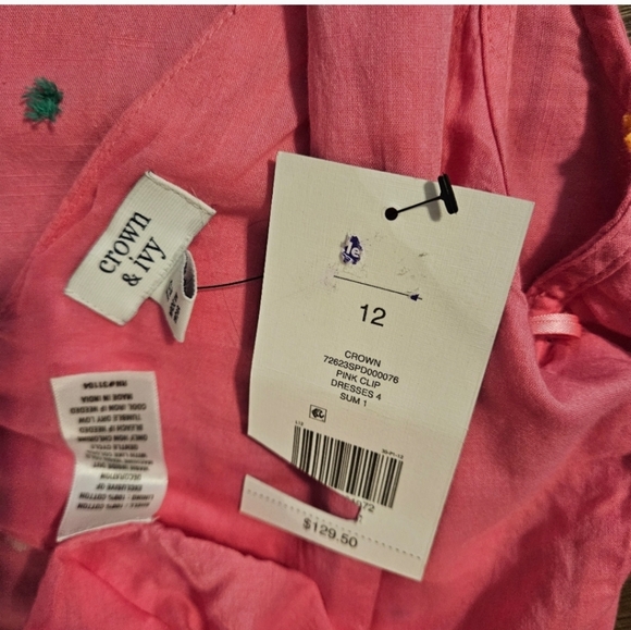 Crown & Ivy Woman's Pink Dress with Floral Details Tiered Maxi - Picture 9 of 10